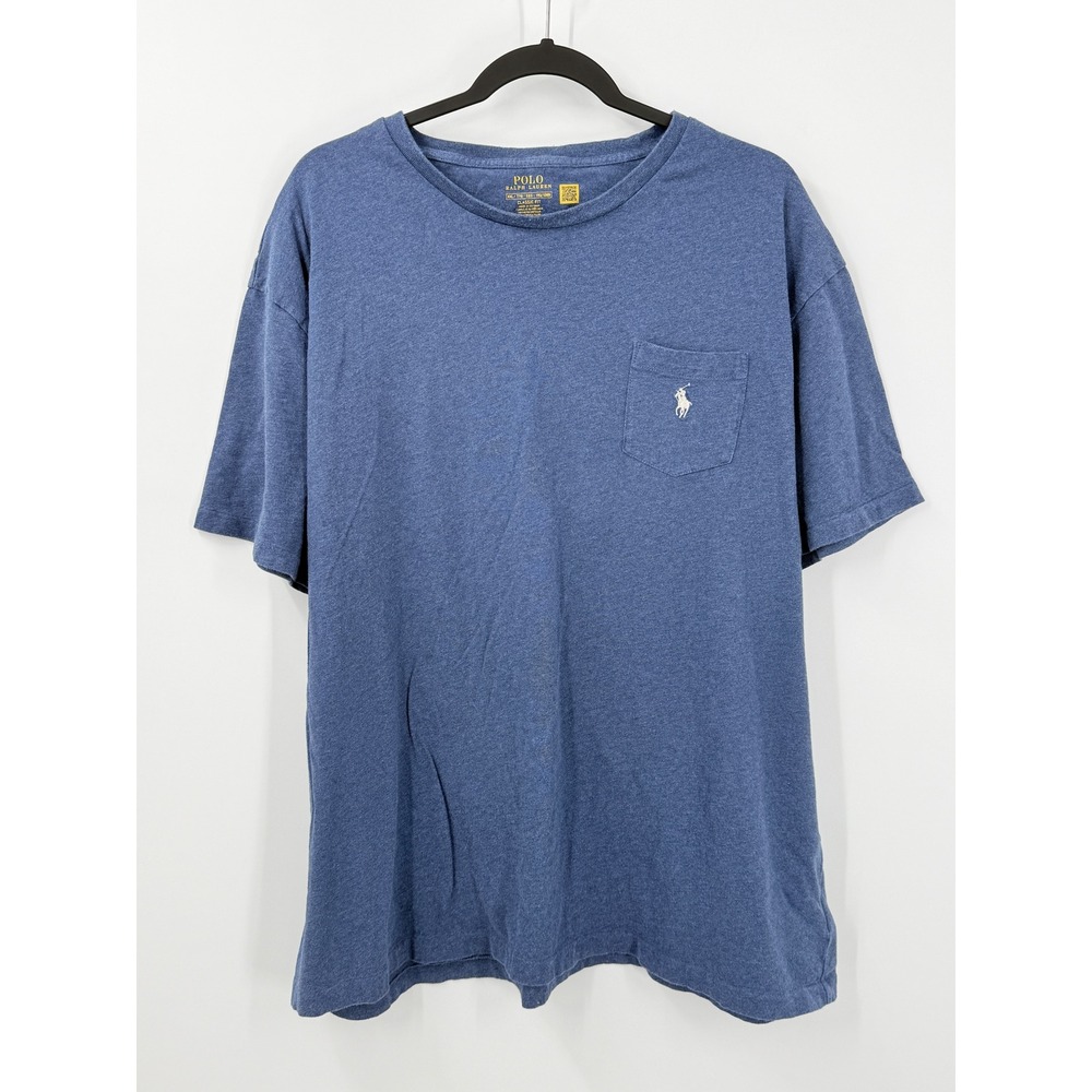 Polo Ralph Lauren T-Shirt Mens XXL Blue Preppy Minimalist Classic Fit Pocket